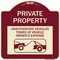 Signmission Private Property Unauthorized Vehicles Towed Owner Expense Alum Sign, 18" L, 18" H, BU-1818-23245 A-DES-BU-1818-23245 - alternate 1